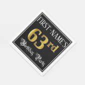 63rd Birthday Party — Fancy Script, Faux Gold Look スタンダードランチョンナプキン (角)