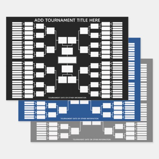 64チームスタートのためのスポーツトーナメントブラケット ラッピングペーパーシート (セット)