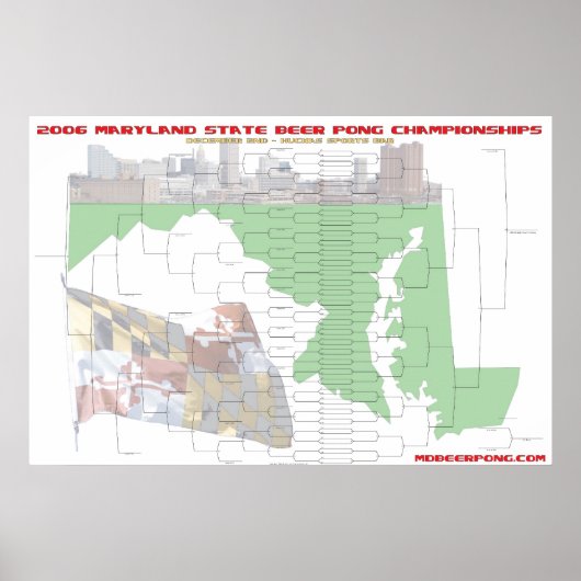 64チーム、ダブル・エリミネーション・トーナメント・ブラケット ポスター (正面)