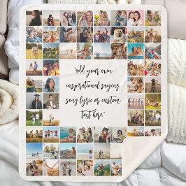 64フォトパーソナライズされたコラージュカスタム引用文 シェルパブランケット