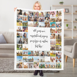 64フォトパーソナライズされたコラージュカスタム引用文 フリースブランケット