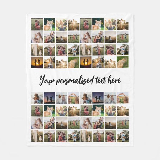 64フォトパーソナライズされたコラージュ フリースブランケット (正面)