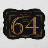 64日,誕生会64日,ギャツビー,ブ素晴らしラック&金ゴールド 招待状 (正面/裏面)