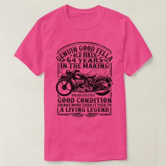 64歳おもしろいバイクもしくは自転車に乗る人レトロスタイルクラシックモーター Tシャツ (デザイン正面)
