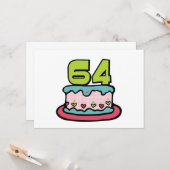 64歳お誕生日ケーキ カード (正面/裏面インサイチュ)