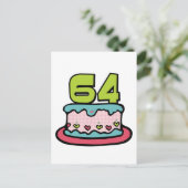 64歳お誕生日ケーキ ポストカード (スタンド正面)