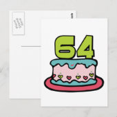 64歳お誕生日ケーキ ポストカード (正面/裏面)