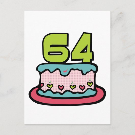 64歳お誕生日ケーキ ポストカード (正面)