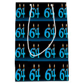 64歳の誕生日と目の玉ろうそく ミディアムペーパーバッグ (正面)