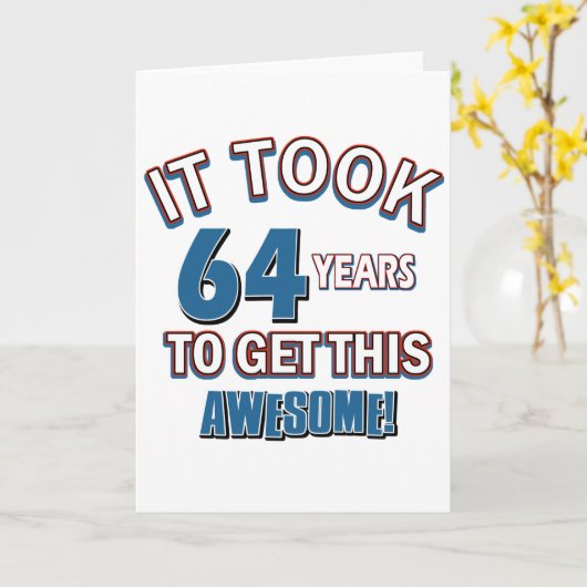 64歳の誕生日のデザイン カード (黄色い花)