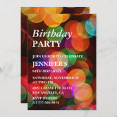 64歳の誕生日の招待紙吹雪カラフルスパークル 招待状 (正面/裏面)