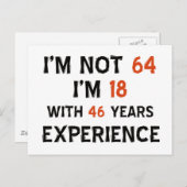 64歳の誕生日デザイン ポストカード (正面/裏面)