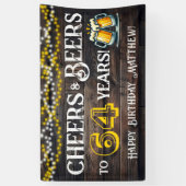 64歳の誕生日パーティー バナー おめでとう乾杯とビール 横断幕 (縦)