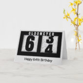 64歳の誕生日ブラックオドメーター カード (黄色い花)