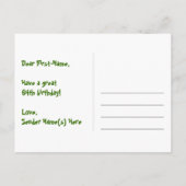 64歳の誕生日：ピンクのストライプとハート、レインボー64 ポストカード (裏面)