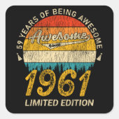 64歳1961レトロ64素晴らし番目の誕生日贈り物 スクエアシール (正面)