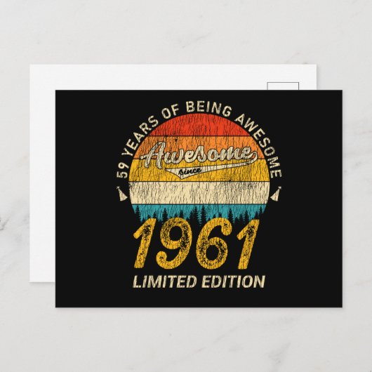 64歳1961レトロ64素晴らし番目の誕生日贈り物 ポストカード (正面/裏面)