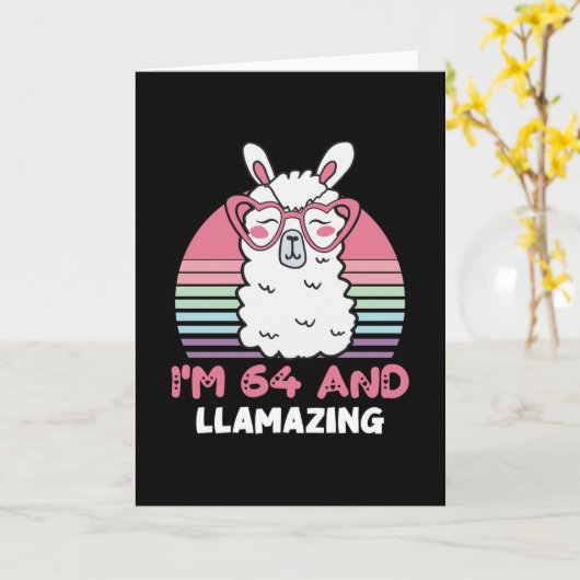 64歳Bday Llamazing 64th誕生日Llama カード (黄色い花)