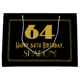 64番目の誕生日:インスパイアアールデコの「64」の外観と名前 ラージペーパーバッグ