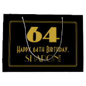 64番目の誕生日:インスパイアアールデコの「64」の外観と名前 ラージペーパーバッグ (裏面)