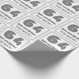 64番目の誕生日:インスパイアアールデコスタイル「64」 +名前 ラッピングペーパー