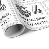 64番目の誕生日:インスパイアアールデコスタイル「64」 +名前 ラッピングペーパー (ロールコーナー)