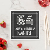 64番目の誕生日:インスパイアアールデコ検索"64" +名前 スタンダードランチョンナプキン (インサイチュ)