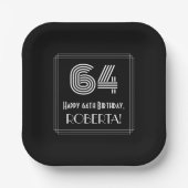 64番目の誕生日—インスパイアアールデコ検索「64」 +名前 ペーパープレート (正面)