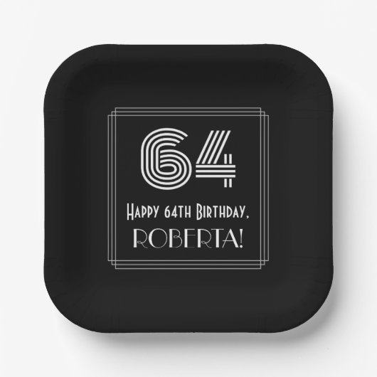 64番目の誕生日—インスパイアアールデコ検索「64」 +名前 ペーパープレート (正面)
