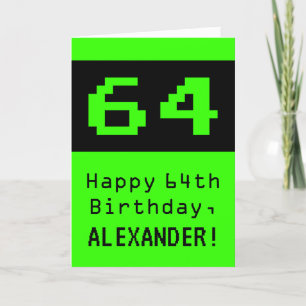 64番目の誕生日: Nerdy / オタク系のスタイル"64"と名前 カード