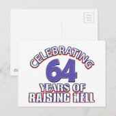 64誕生日デザイン ポストカード (正面/裏面)