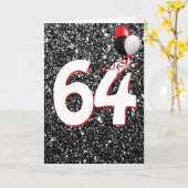 64誕生日バルーンの黒グリッターカード カード (黄色い花)