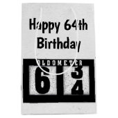 64誕生日ブラックオドメータ ミディアムペーパーバッグ (正面)