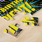 64誕生日:おもしろい、お祝カラフルい花火 ジグソーパズル (側面)