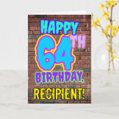 64誕生日-おもしろい、アーバングラフィティインスパイアルック カード (黄色い花)