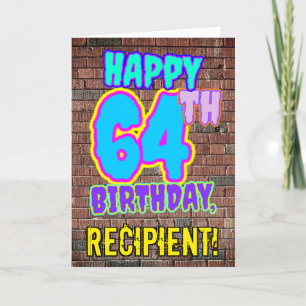 64誕生日-おもしろい、アーバングラフィティインスパイアルック カード