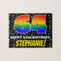 64誕生日:おもしろい、カラフル星野パターン