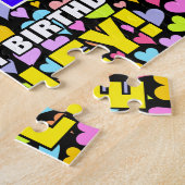 64誕生日:おもしろい、愛するハートシェイプ+「64」 ジグソーパズル (側面)