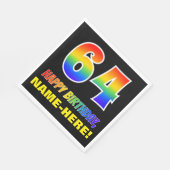 64誕生日:はっきりした,おもしろい,シンプル虹, 64 スタンダードランチョンナプキン (角)