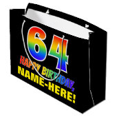 64誕生日:はっきりした,おもしろい,シンプル虹， 64 ラージペーパーバッグ (裏面アングル)