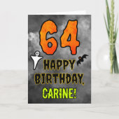 64誕生日:エリーハロウィーンテーマ+名前をカスタムする カード (正面)