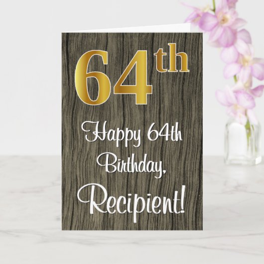 64誕生日:エレガントフェイク金ゴールドルック#,フェイク Wood カード (蘭)