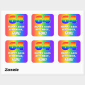 64誕生日: カラフル、おもしろいレインボーパターン# 64 スクエアシール (シート)