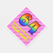 64誕生日:ピンクストライプのハート、レインボー# 64 スタンダードランチョンナプキン (角)