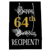 64誕生日～ファンシースクリプト；フェイク金ゴールド検索；名前 ミディアムペーパーバッグ (裏面)