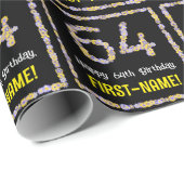 64誕生日:フローラ花数名前をカスタムする ラッピングペーパー (ロールコーナー)