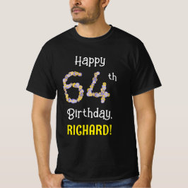 64誕生日:フローラ花数"64" +名前 Tシャツ