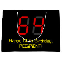 64誕生日：レッドデジタルクロックスタイル「64」 +名前
