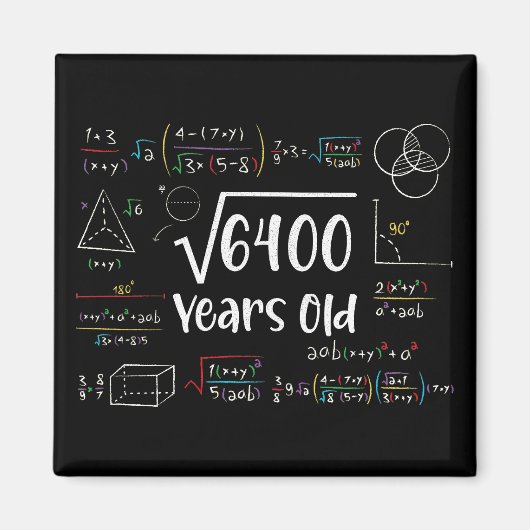 6400の平方根 80歳の誕生日 80歳のギフト マグネット (正面)