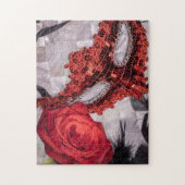 6439-Red Rose with Masquerade Mask ジグソーパズル (縦)